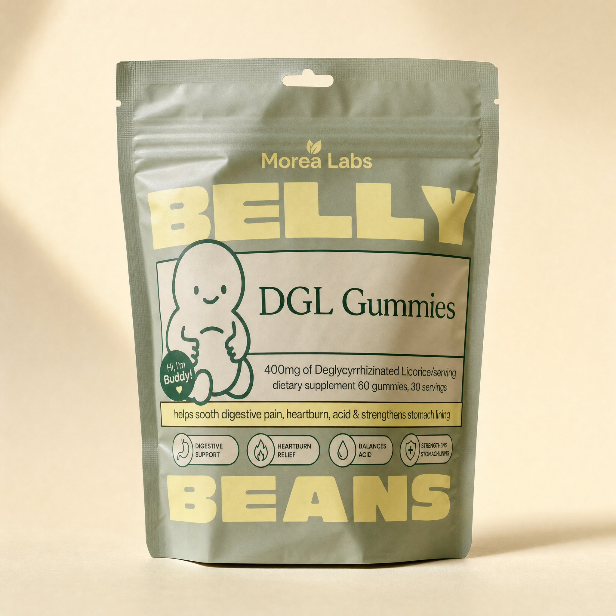 Belly Beans DGL gummies pouch